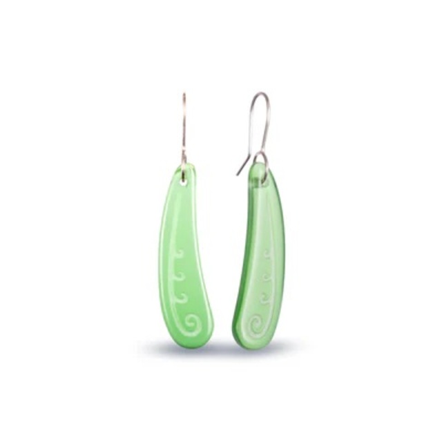 Koru Frond Earrings Small Green by Stone Arrow