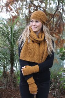 Possum Merino Cable Scarf Opito Gold